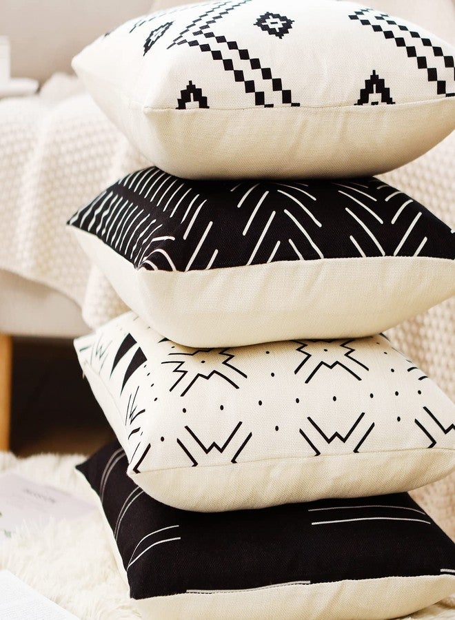Aoomzoon Pillow Covers 18x18 Set of 4, Modern Boho Geometric Decorative Throw Pillow Covers, Cotton Linen Home Decor Cushion Cover for Couch Sofa Living Room Outdoor Car (18”x18”, Black) - Image 5