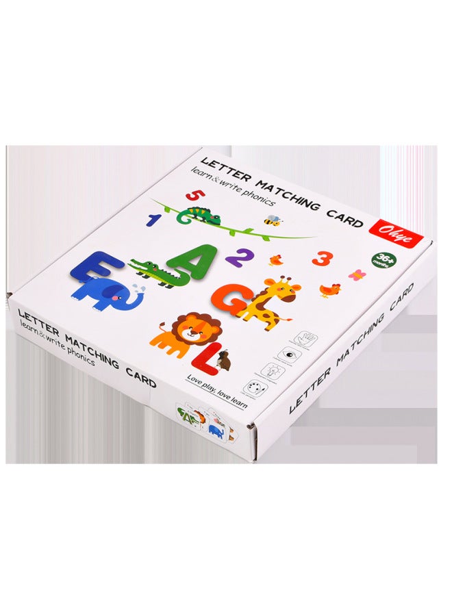 بطاقة المطابقة الإدراكية الأبجدية الرقمية للأطفال التعليم المبكر ثلاثي الأبعاد على الوجهين لعبة ألغاز الكلمات الإنجليزية - اللون: لوحة الاقتران الأبجدية الرقمية 0.75 - Image 1