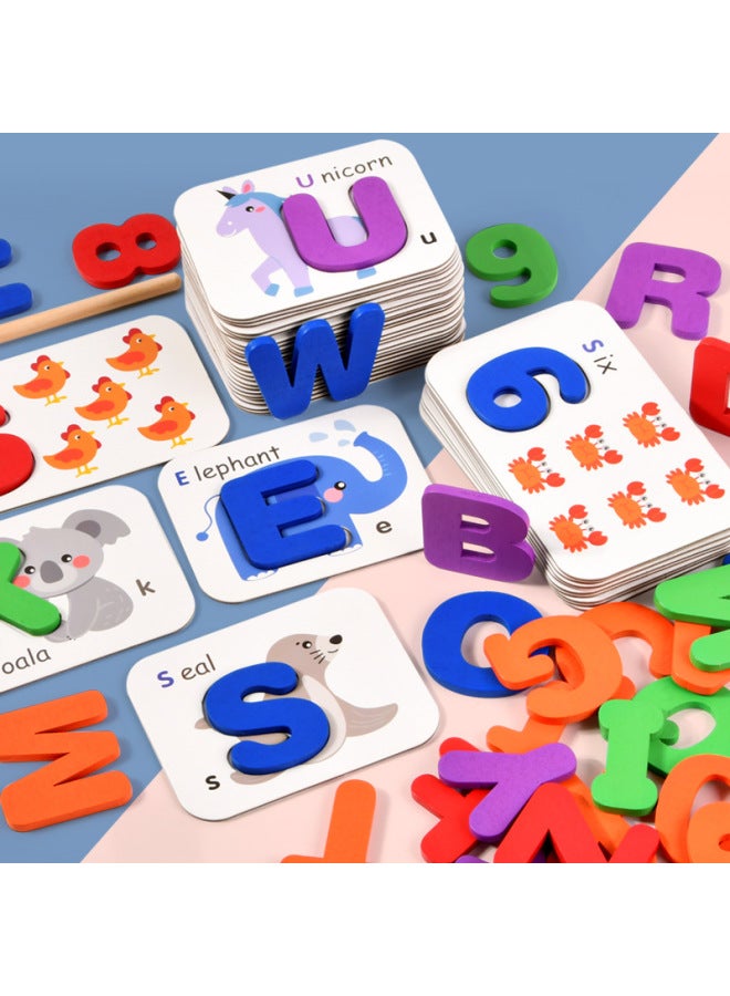 بطاقة المطابقة الإدراكية الأبجدية الرقمية للأطفال التعليم المبكر ثلاثي الأبعاد على الوجهين لعبة ألغاز الكلمات الإنجليزية - اللون: لوحة الاقتران الأبجدية الرقمية 0.75 - Image 4