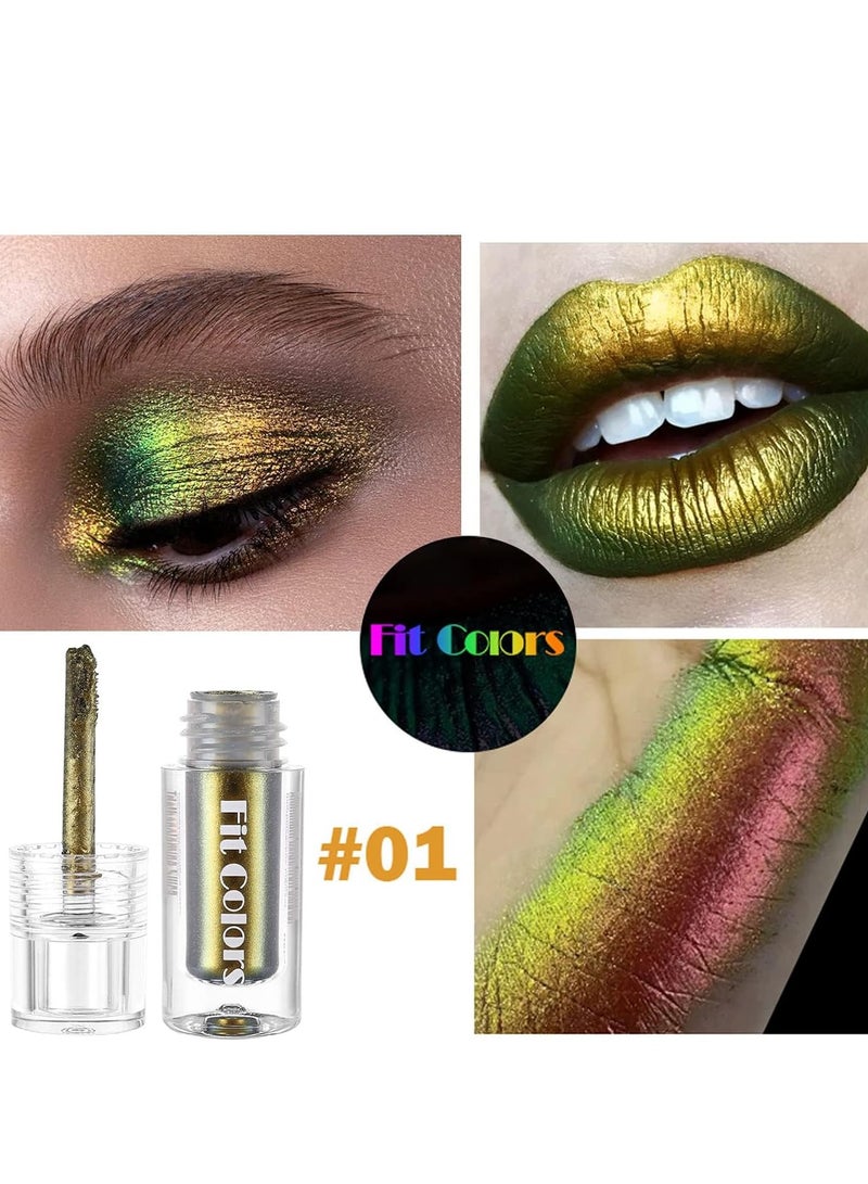 SYOSI Glitter Liquid Eyeshadow, Chameleon Metallic Eyeshadow MultiColor Shifting, Highly Pigmented, Long Lasting With No Creasing Multichrome Holographic Eye Looks - Image 2