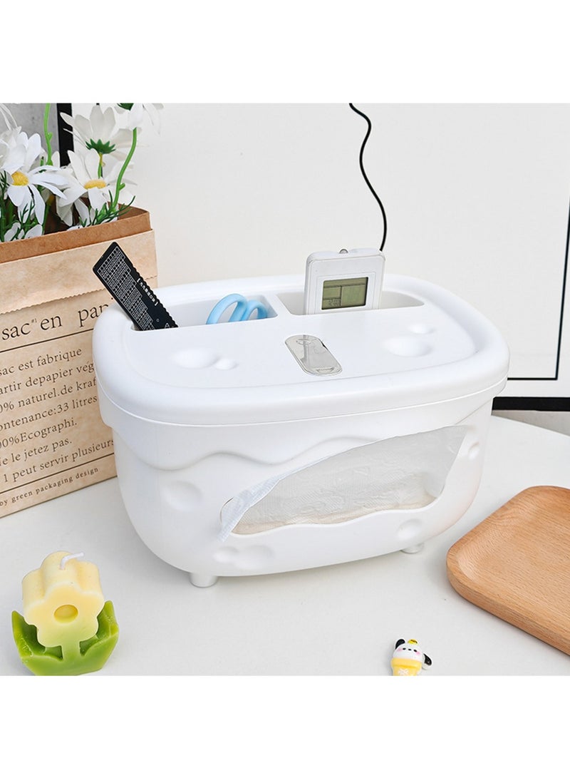 Hihonor Cheese-Shaped Tissue Box Organizer - Tissue Dispenser with Multi-Functional Storage Compartments - Smooth Tissue Extraction Design - Decorative Storage Solution for Bedroom, Kitchen, or Kids' Room, White  - Image 1
