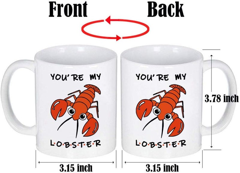 LOZACHE You Are My Lobster Coffee Mug Tea Cup Birthday Valentine's Day Gifts for Her Him Wife Husband Girlfriend Boyfriend Men Women (Lobster) - Image 2