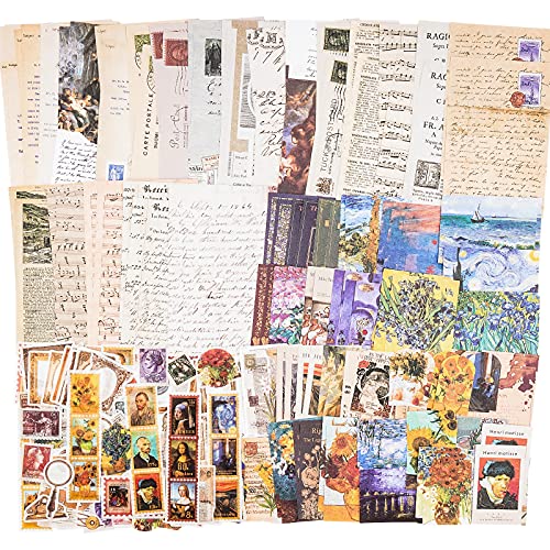 HASTHIP® 200pcs Wall Reusable Vintage Scrapbook Stickers Set for Art Journaling journaling Supplies, Bullet Notebook DIY Album Sticker Vintage Journal Stickers Tape, Beige - Image 1