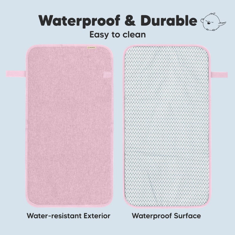 KeaBabies Portable Diaper Changing Pad - Waterproof Foldable Baby Changing Mat - Travel Diaper Change Mat - Lightweight Changing Pads for Baby - Baby Changer - Machine Washable (Sweet Pink) - Image 4