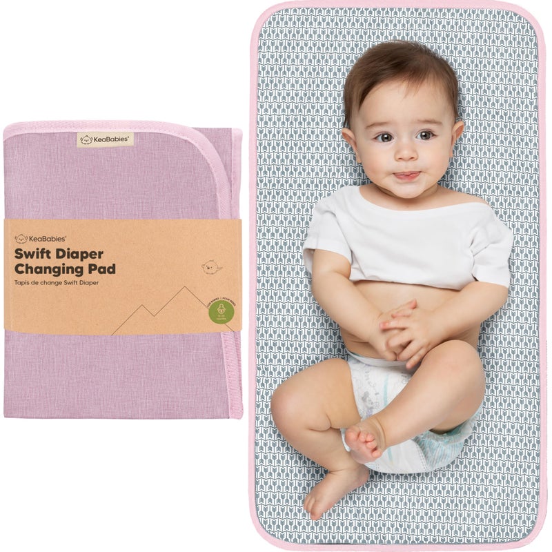 KeaBabies Portable Diaper Changing Pad - Waterproof Foldable Baby Changing Mat - Travel Diaper Change Mat - Lightweight Changing Pads for Baby - Baby Changer - Machine Washable (Sweet Pink) - Image 1
