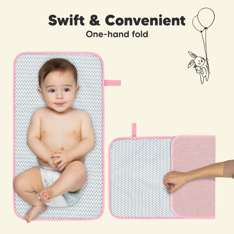 KeaBabies Portable Diaper Changing Pad - Waterproof Foldable Baby Changing Mat - Travel Diaper Change Mat - Lightweight Changing Pads for Baby - Baby Changer - Machine Washable (Sweet Pink) - Image 5