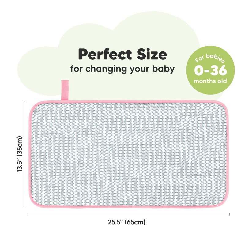 KeaBabies Portable Diaper Changing Pad - Waterproof Foldable Baby Changing Mat - Travel Diaper Change Mat - Lightweight Changing Pads for Baby - Baby Changer - Machine Washable (Sweet Pink) - Image 3