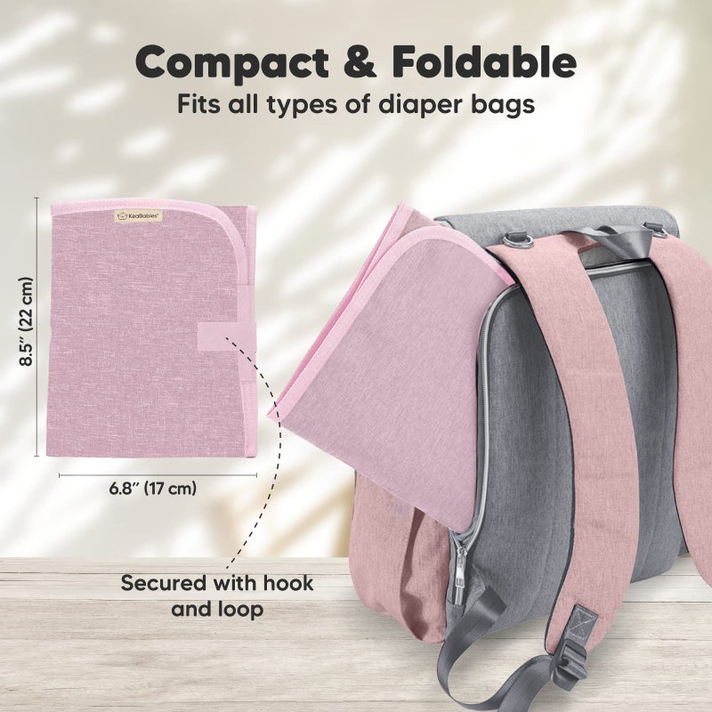KeaBabies Portable Diaper Changing Pad - Waterproof Foldable Baby Changing Mat - Travel Diaper Change Mat - Lightweight Changing Pads for Baby - Baby Changer - Machine Washable (Sweet Pink) - Image 2