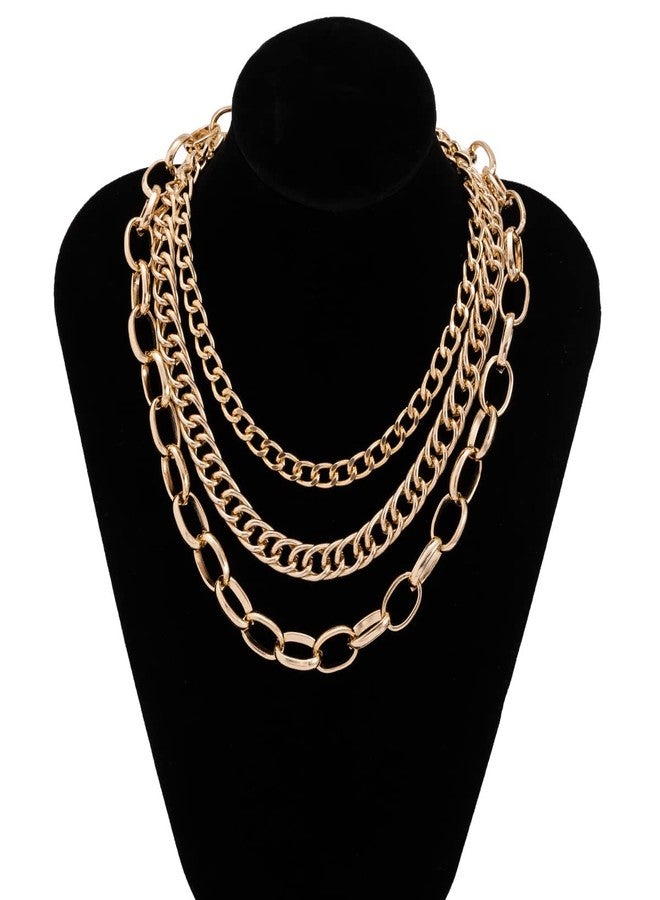 Jumwrit Punk Layered Necklaces Chunky Cuban Chain Necklaces Statement Cable Chain Necklaces Charm Choker Necklaces Accessories for Women（Gold） - Image 4