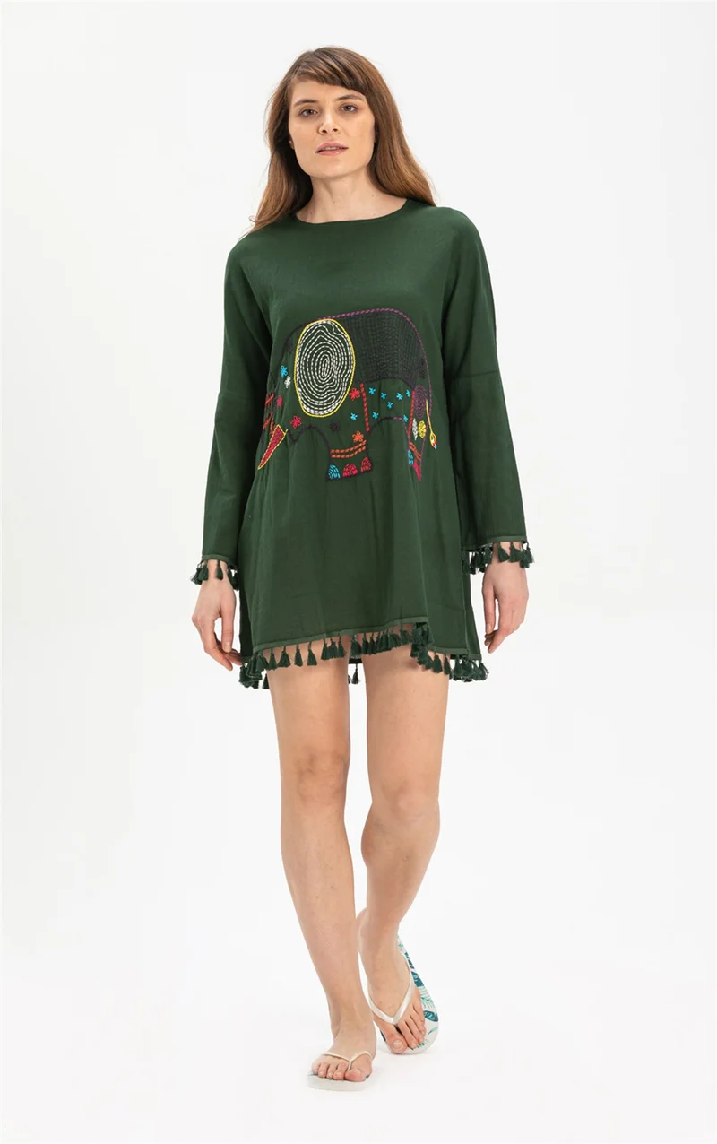 اليش شيل بيزي Fili Şile Cloth Tunic Green Ysl
