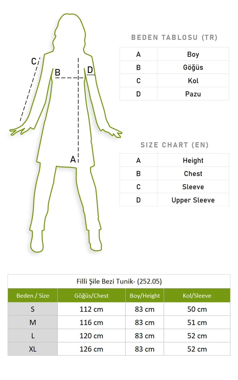 اليش شيل بيزي Fili Şile Cloth Tunic Green Ysl