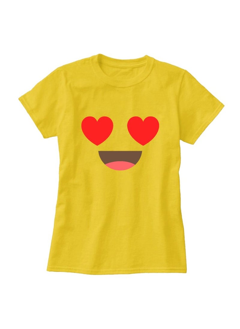 PRINTSHOP4ME - Adult Yellow Smiley Face T-Shirt Unisex Round Neck Short Sleeve Cotton T-Shirt-Soft And Comfortable Tshirt - Image 1