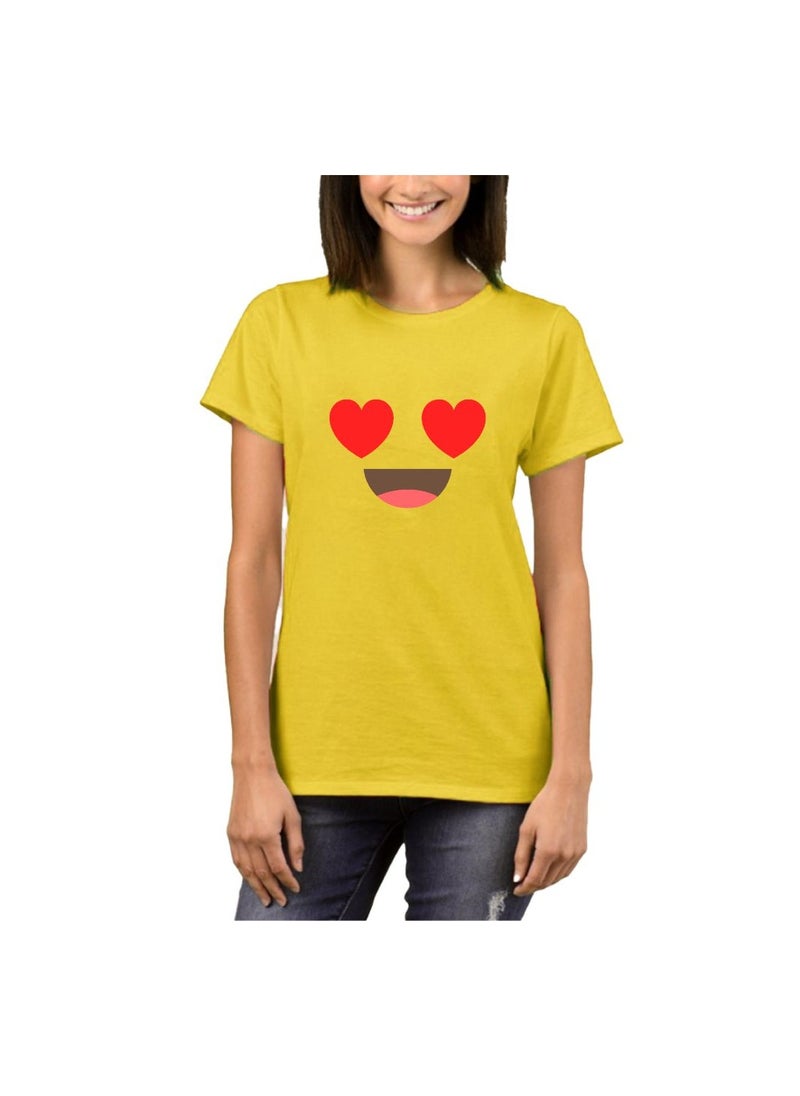 PRINTSHOP4ME - Adult Yellow Smiley Face T-Shirt Unisex Round Neck Short Sleeve Cotton T-Shirt-Soft And Comfortable Tshirt - Image 1