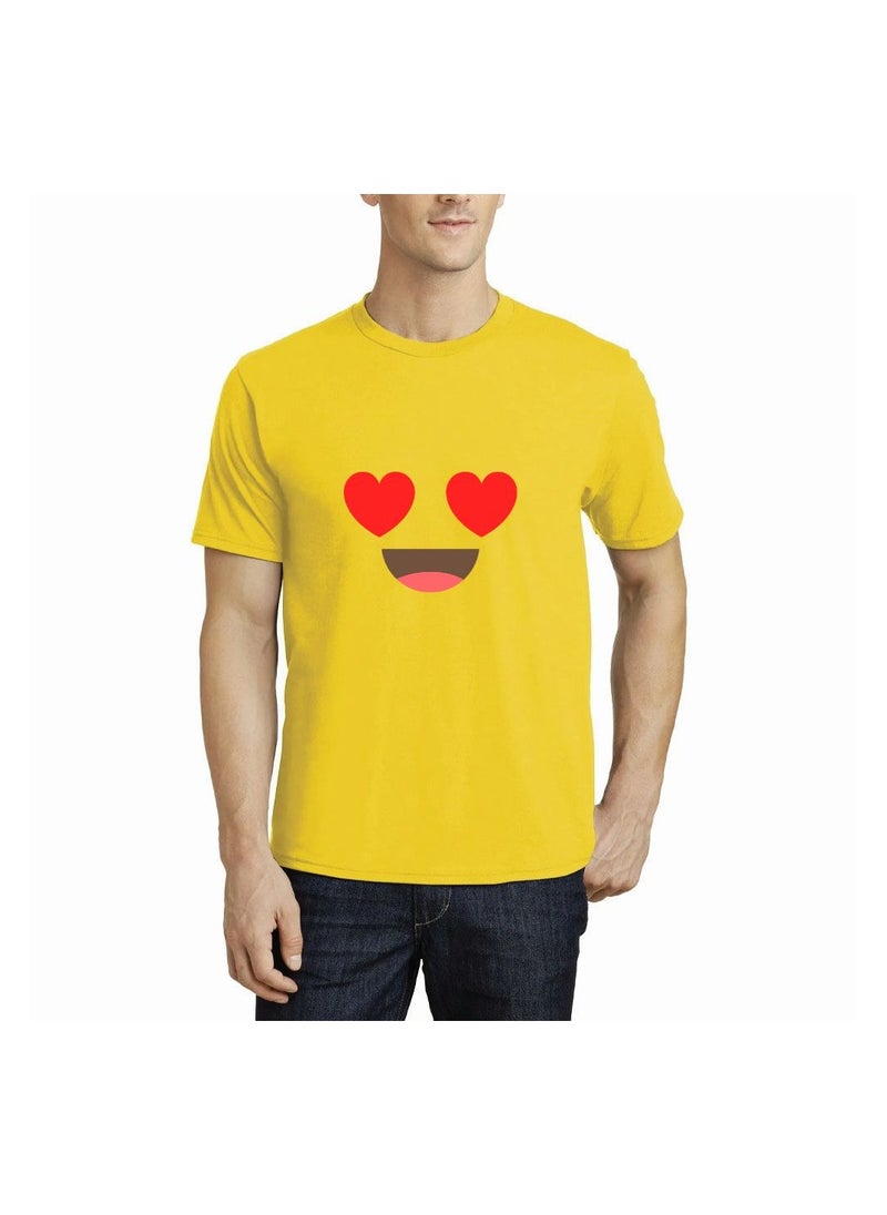 PRINTSHOP4ME - Adult Yellow Smiley Face T-Shirt Unisex Round Neck Short Sleeve Cotton T-Shirt-Soft And Comfortable Tshirt - Image 1