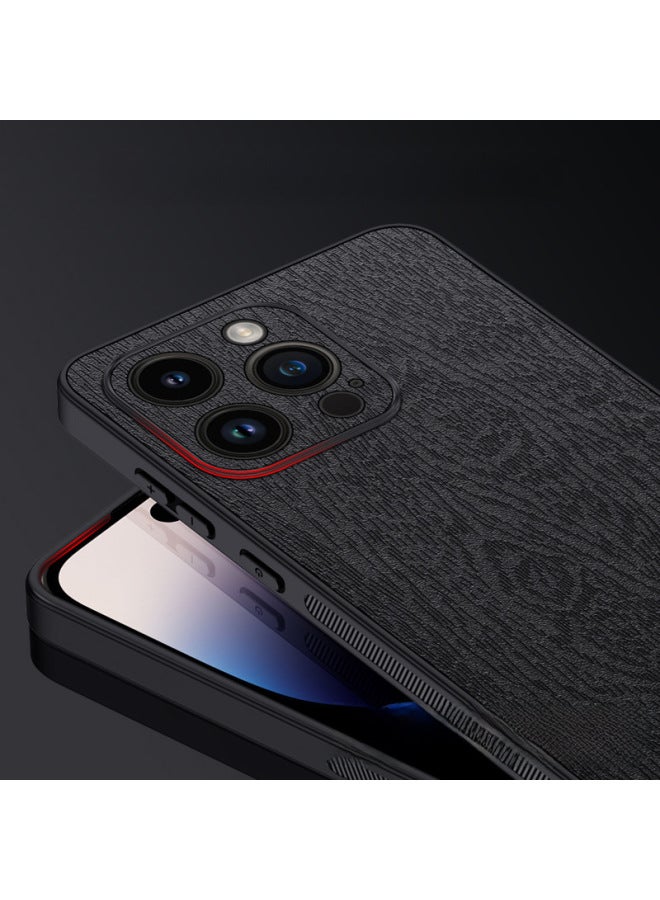 For Apple 16ProMax Mobile Phone Case IPhone14 Protective Cover 15 Simple 13 Anti-drop XR 12 Soft Xs-Color:Neem Black [Light Luxury Tree Pattern]]-Applicable Model:iPhone7 Plus/8 Plus