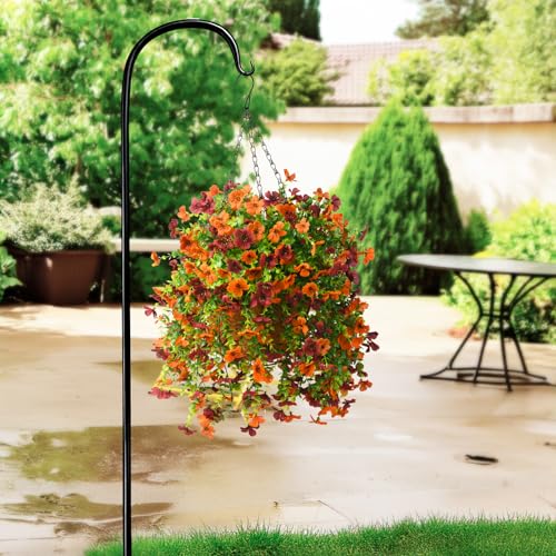 ZFProcess Artificial Hanging Flowers Plants for Outdoor Fall Decoration, 2PCS Faux Silk Daisy UV Resistant Look Real for Outside Home Indoor Planter Porch Window Yard Mums Autumn Decor(Orange Brown) - Image 3