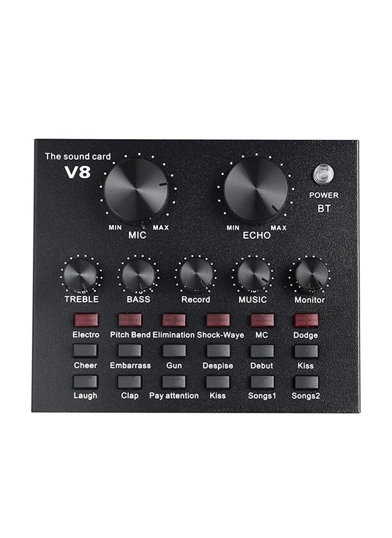 JAJEEK V8 Sound Card with Bluetooth, Mixer Board, Voice Changer & Live Sound Card – Professional Audio Interface for Streaming, Karaoke, Music Production, and Live Shows - Image 1