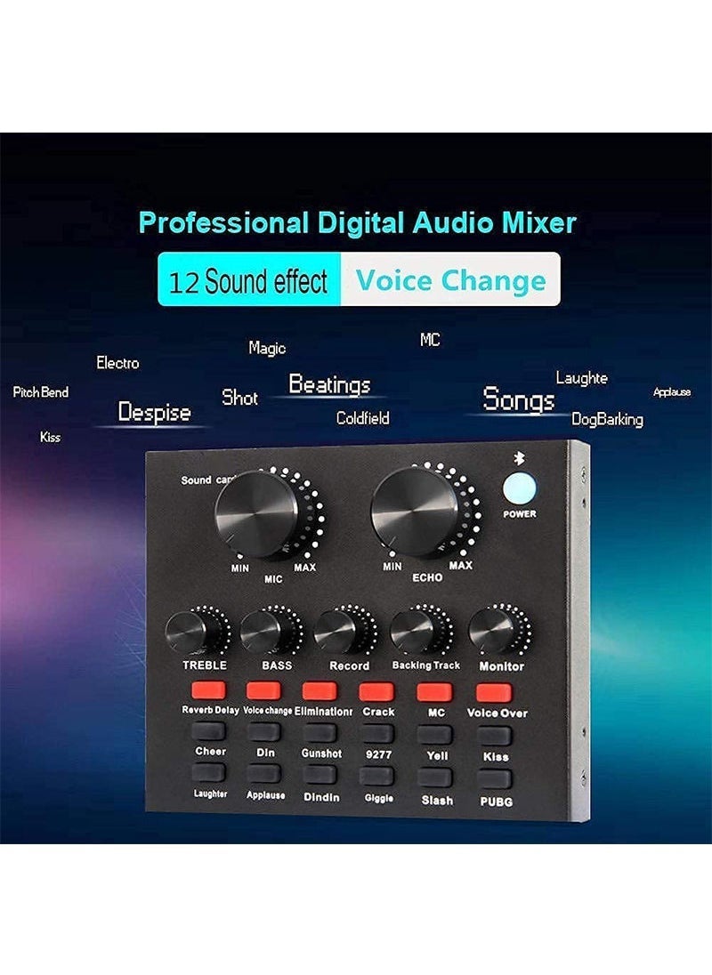 JAJEEK V8 Sound Card with Bluetooth, Mixer Board, Voice Changer & Live Sound Card – Professional Audio Interface for Streaming, Karaoke, Music Production, and Live Shows - Image 3