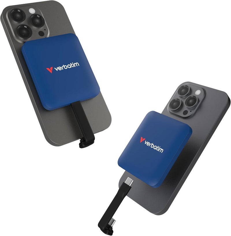 Verbatim Snapback SSD 1TB, External SSD, USB 3.2 Gen 2x2, up to 2000MB/s Read & 1600MB/s Write, Portable External Hard Drive with 20 cm USB-C Cable, for iPhone, Android, PC & Mac, Metallic Blue - Image 1