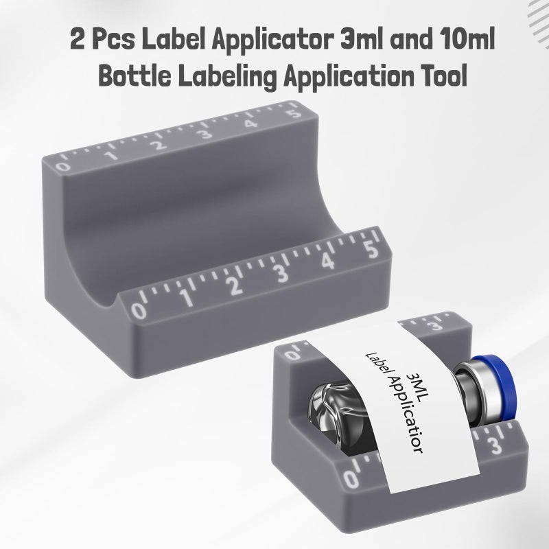 Fiwochic 2 Pcs Vial Label Applicator Bottle Labeling Application Tool for Small Jars Essential Oils Containers Bottles(Grey,3ml and 10ml) - Image 2