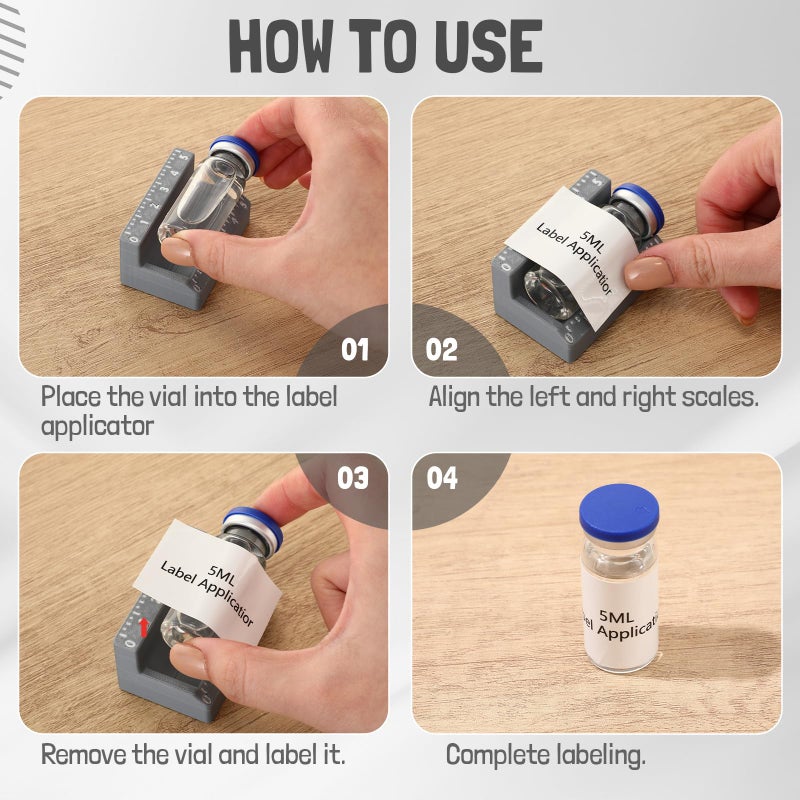 Fiwochic 2 Pcs Vial Label Applicator Bottle Labeling Application Tool for Small Jars Essential Oils Containers Bottles(Grey,3ml and 10ml) - Image 3