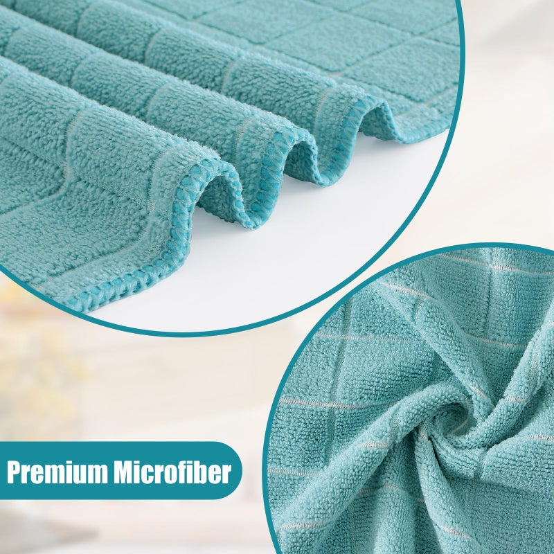 Homaxy Microfiber Kitchen Towels and Dishcloths Set  12 Pack Soft and Absorbent Dish Hand Towels Bulk  28 x 16 Inch & 12 x 12 Inch Quick Drying Rags for Washing Dishes  Lake Blue - Image 2