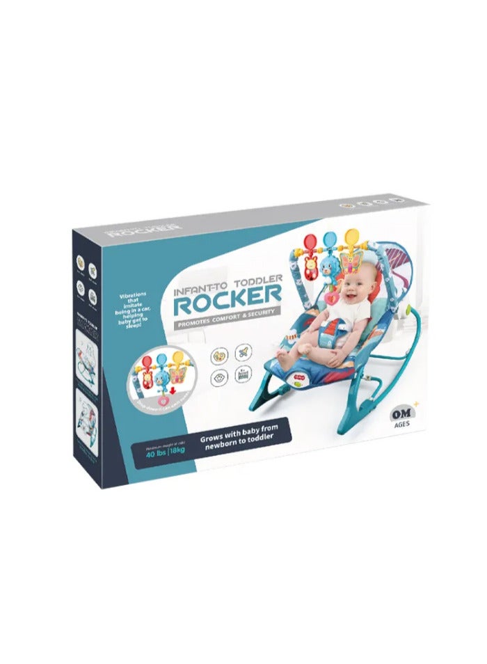 Tiibaby 3-in-1 Infant to Toddler Rocking Chair - Heavy Duty Metal Frame, Waterproof Fabric, Music & Soothing Vibrations - Up to 18kg - Image 3