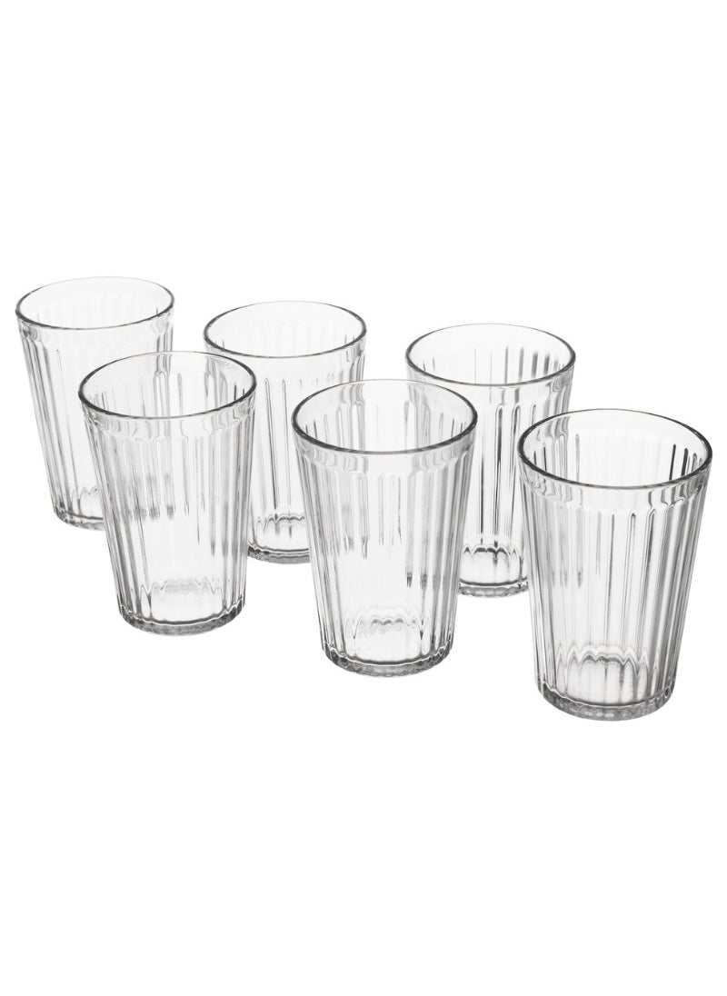VARDAGEN - Clear Glass Drinking Glass, 31 cl, Timeless Pleated Design, 6-Pack - Image 1