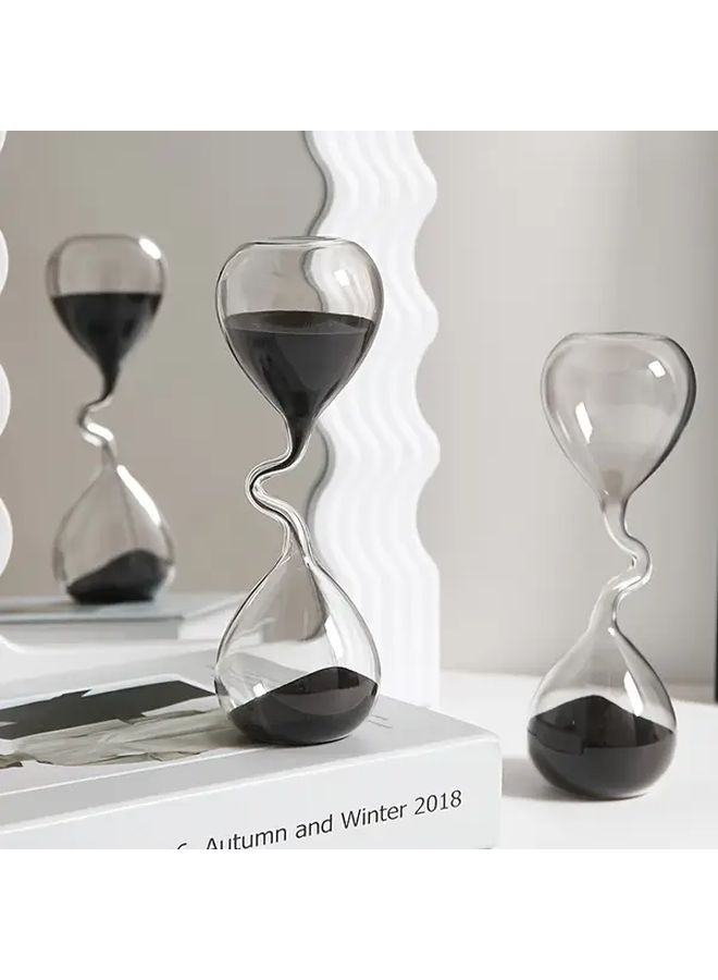 Curved Hourglass Black Sand Clock Modern Home Decor Table Accessory 1pc - Image 4