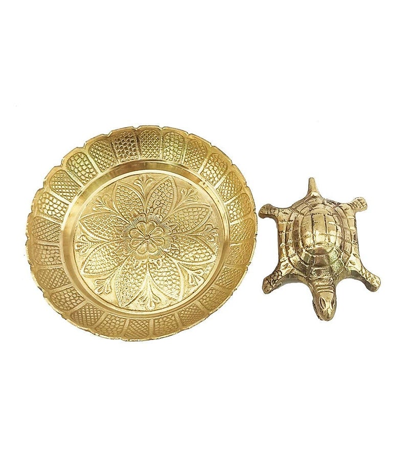 Denique Brass Turtle Vaastu Fengshui Tortoise on Plate for Career and Good Luck Gift Item Kachua for Wealth and Success in Business Home Decor.Gold Color.Pack of 1 - Image 4