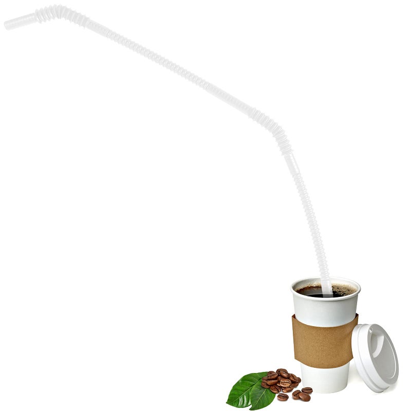 Geiserailie جيزرالي 12 قطعة من المصاصات البلاستيكية المرنة الطويلة للغاية للمناسبات والتخييم وحالات الحركة المحدودة، غسالة صحون، شفافة 22 بوصة