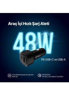 Super Fast 48W 1xUSB and 1xType-C Car Charger with 12/24V Cigarette Lighter Input and Surge Protection - pzsku/Z981CFDDD1DF20F5D34CCZ/45/_/1728635415/24f399bb-7092-4cc7-bfbe-7db264a7ed4e