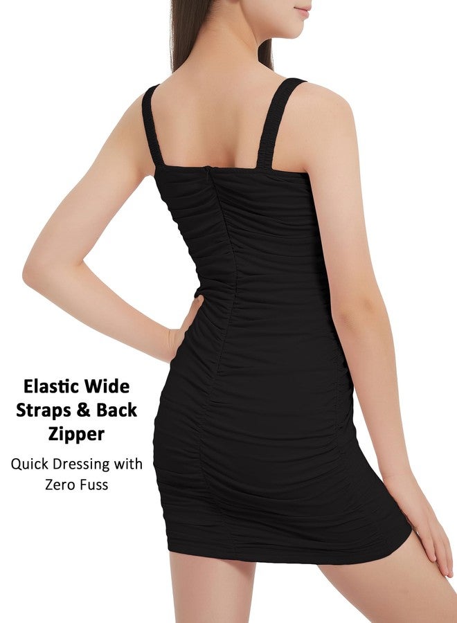 EXARUS فستان إكساروس للبنات، بتصميم مكشكش، ضيق، مبطن، بحمالات رفيعة وأكمام طويلة، مناسب للرقصات الرسمية وحفلات العودة للوطن، مقاسات صغيرة من 8 إلى 14 سنة، لون أسود، حمالات رفيعة، 10 سنوات - Image 4