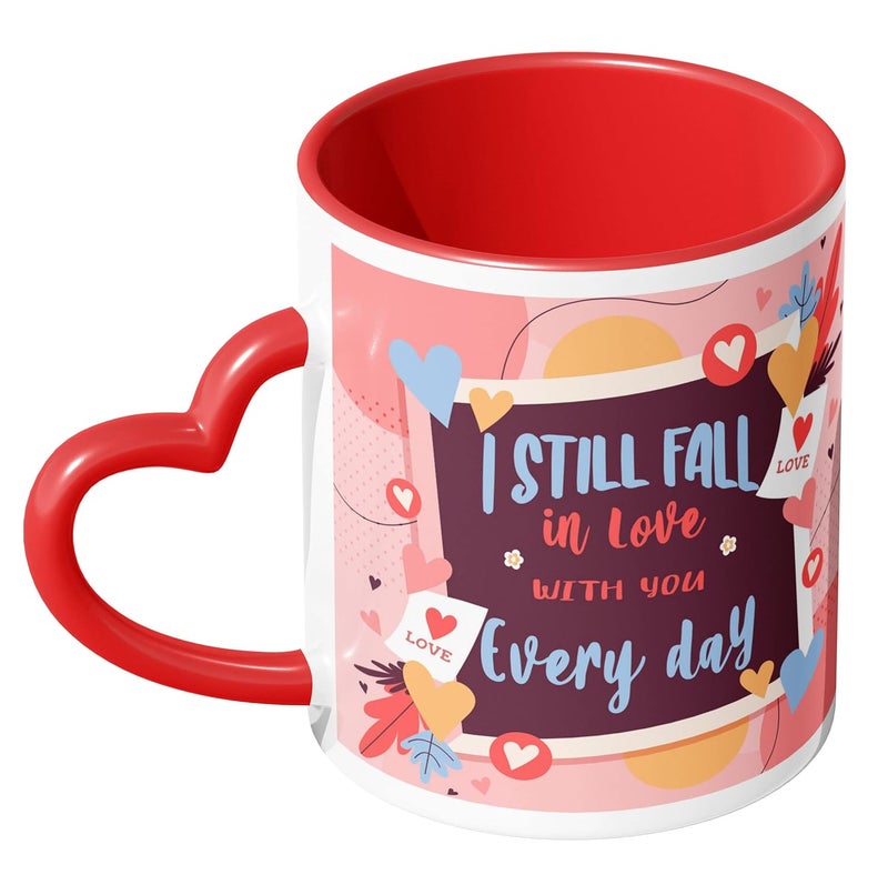 NH10 DESIGNS NH10 DESIGNS I Still Fall in Love with You Everyday Quote Printed Ceramic Red Heart Coffee Mug Keychain Valentine Gifts for Girlfriend Boyfriend Birthday Gifts for Husband Wife Couples VDHHMKV1 03  - Image 4