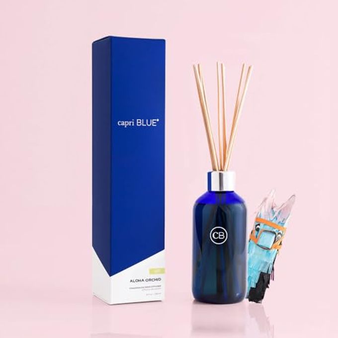 Capri Blue Aloha Orchid Reed Diffuser Set Includes Reed Diffuser Sticks, Fragrance Oil, and Glass Bottle Luxury Scented Room Fresheners Cobalt Blue (8 fl oz) - Image 5