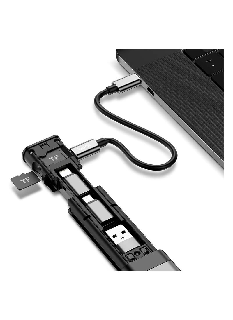budi - Budi Multifunctional Compact Cable Card USB Micro SD Card Reader, Type-C Plug-and-Play Compatible with Apple Samsung and Windows, Storage Case for Travel Cell Phone Pad Charging PC Computer Data - Image 1