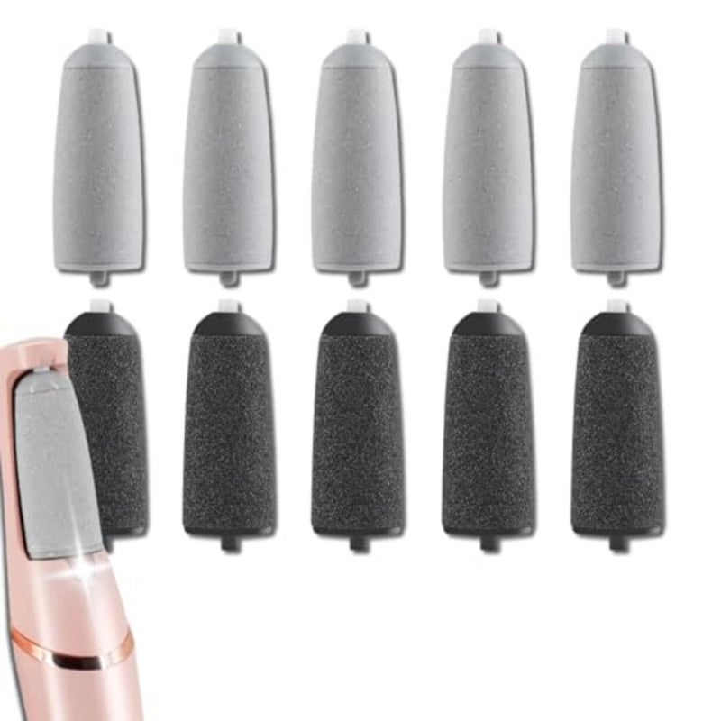 10 Pack Replacement Heads for Flawless Replacement Heads Electric Feet Callus Remover Roller Refills Compatible with Most Flawless Pedi Haootadiy Zaboul etc 5 Black Coarse and 5 Gray Fine - Image 1