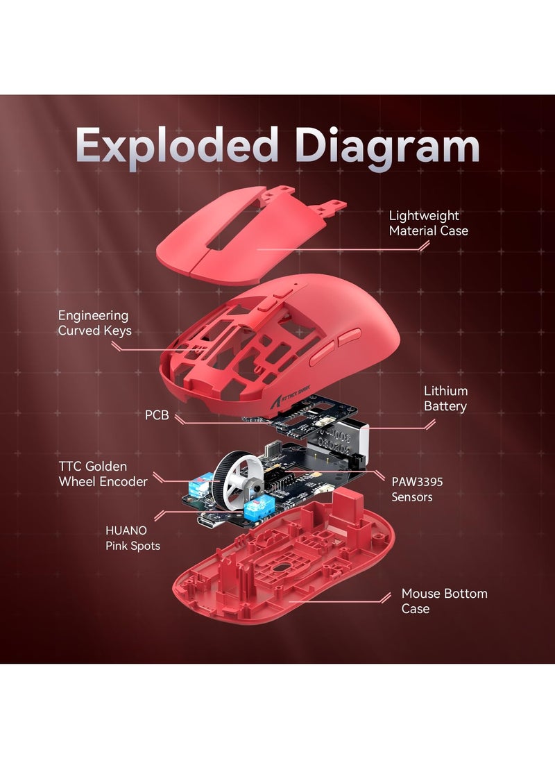 X6 Lightweight Wireless Gaming Mouse with 3 Mode Wired 2.4G BT5.2 Up to 26K DPI RGB Touch Magnetic Charging Base