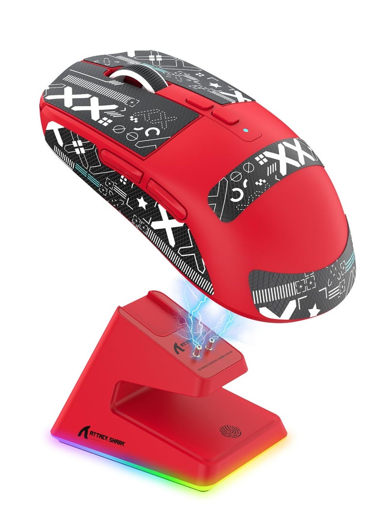 X6 Lightweight Wireless Gaming Mouse with 3 Mode Wired 2.4G BT5.2 Up to 26K DPI RGB Touch Magnetic Charging Base
