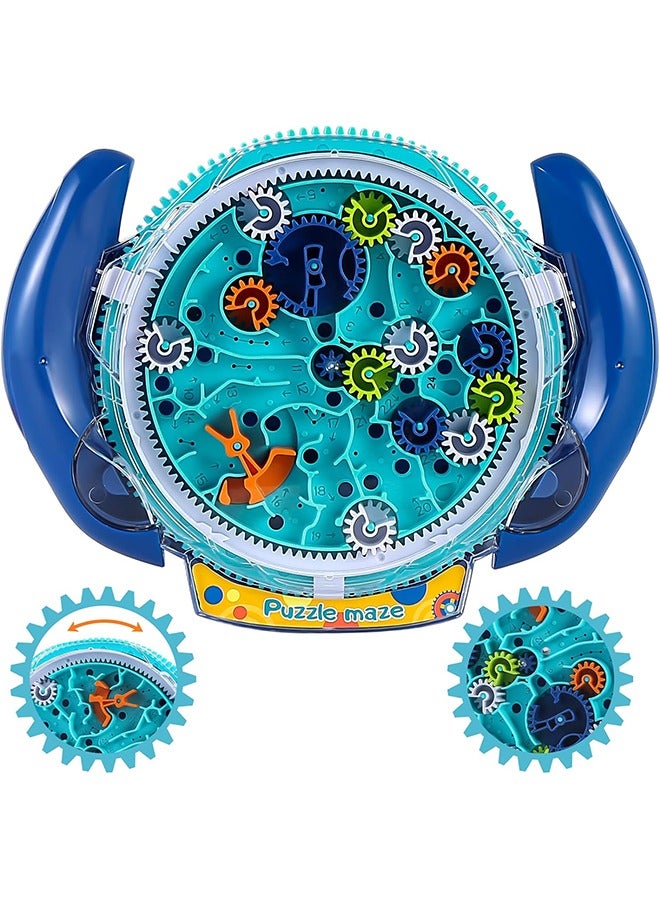 Mind Puzzles for Kids ages 3-12, 3D Maze Puzzles, Brain Games, Brain Teasers Gravity Maze Ball Puzzle Toy Gifts, Hard Challenge, Gear Wheel Labyrinth Game Maze with One Steel Marbles, Blue - Image 1