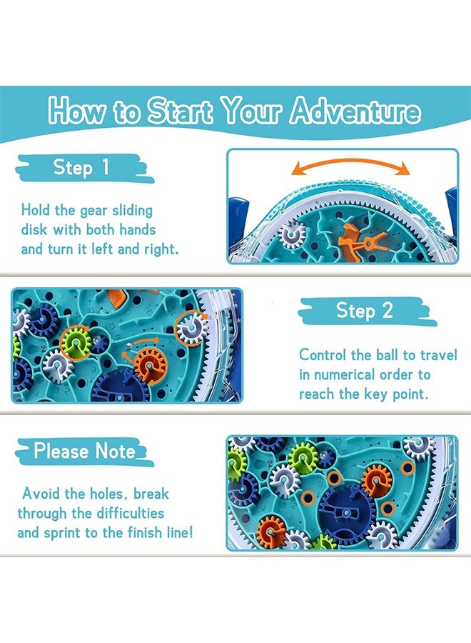 Mind Puzzles for Kids ages 3-12, 3D Maze Puzzles, Brain Games, Brain Teasers Gravity Maze Ball Puzzle Toy Gifts, Hard Challenge, Gear Wheel Labyrinth Game Maze with One Steel Marbles, Blue - Image 4