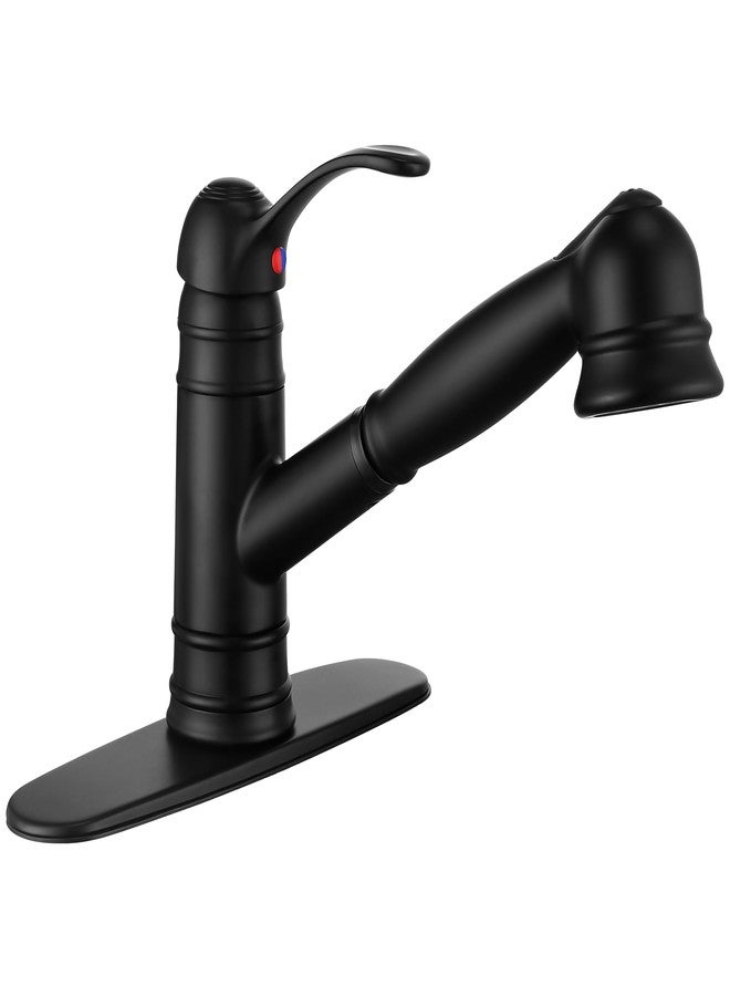 Derengge Matte Black Kitchen Faucet,Single Handle Pull Out Kitchen Faucet with Deck Plate,1 Hole or 3 Hole Installation,KF-8125C-MT - Image 1