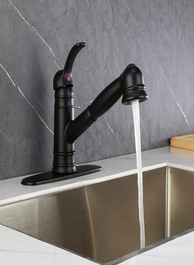 Derengge Matte Black Kitchen Faucet,Single Handle Pull Out Kitchen Faucet with Deck Plate,1 Hole or 3 Hole Installation,KF-8125C-MT - Image 3