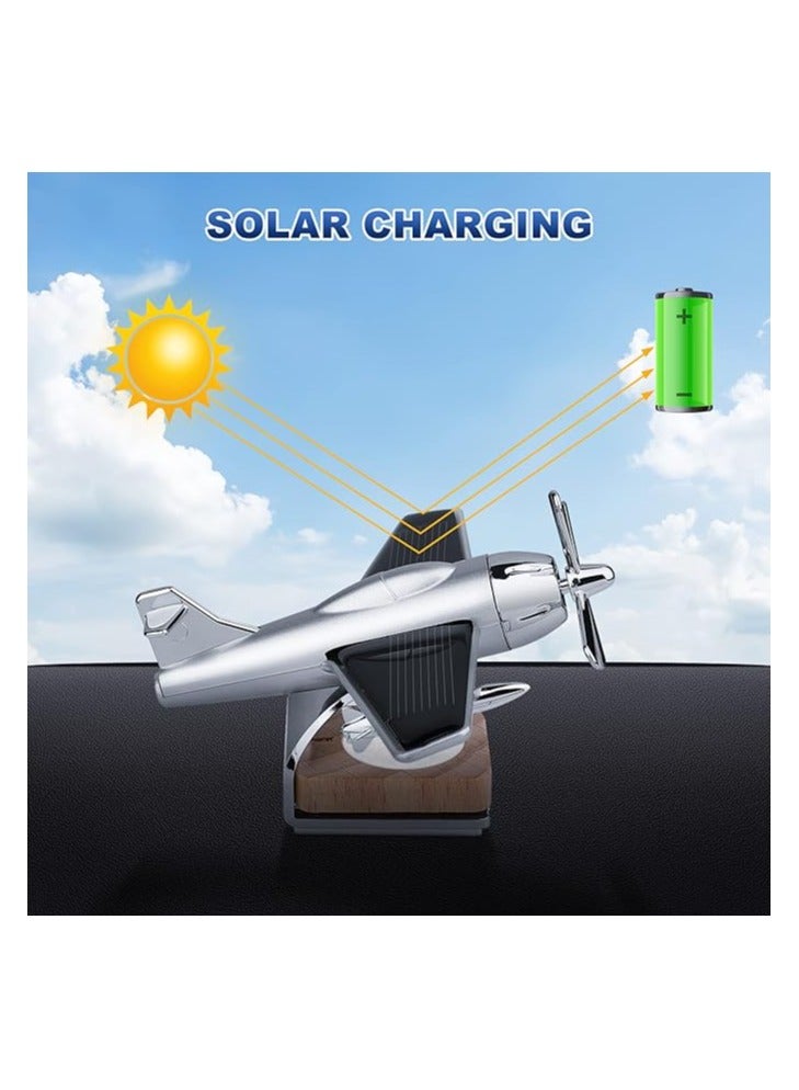 Loquat Silver Aircraft Shaped Solar Powered Rotating Fan Car Air Freshener Car Dashboard Accessory For Car Interior Decoration For All Cars (SILVER) - Image 4