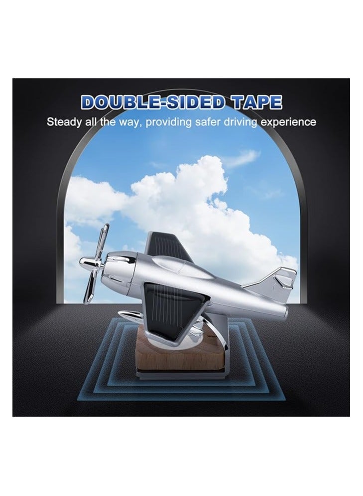 Loquat Silver Aircraft Shaped Solar Powered Rotating Fan Car Air Freshener Car Dashboard Accessory For Car Interior Decoration For All Cars (SILVER) - Image 3