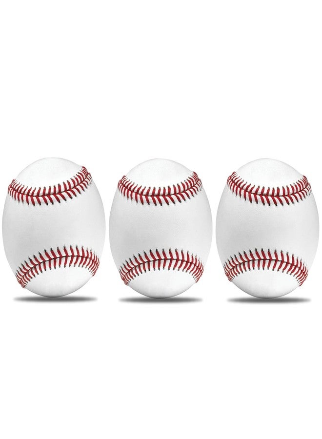 KRTOYUST® Baseball Ball,Official Size Baseballs,Composite High Performance Leather 9" Baseball Great for Youth and Adult Recreational Use Practice (Hard Ball, 3 Balls) - Image 1