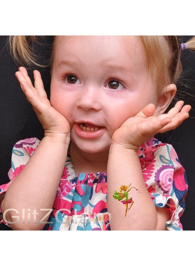 GlitZGlam طقم تاتو لامع من حكايات خرافية مع 6 لامعات كبيرة و 12 قوالب مذهلة - مضاد للحساسية ومختبر من قبل أطباء الجلد! - تاتو مؤقت وفن الجسم - Image 3