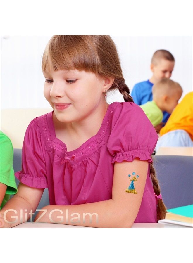 GlitZGlam طقم تاتو لامع من حكايات خرافية مع 6 لامعات كبيرة و 12 قوالب مذهلة - مضاد للحساسية ومختبر من قبل أطباء الجلد! - تاتو مؤقت وفن الجسم - Image 4