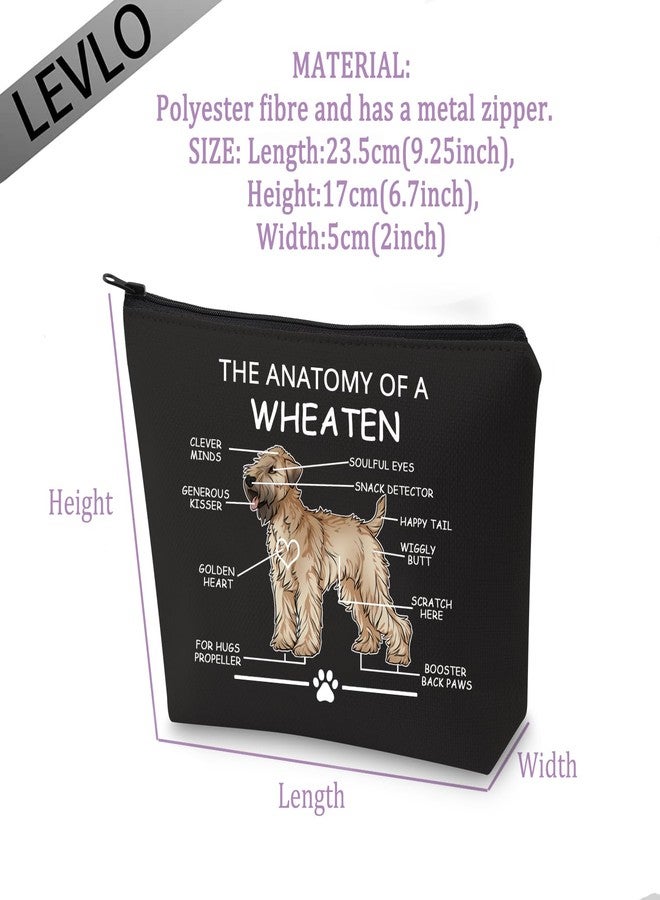 LEVLO Funny Wheaten Terrier Lovers Gifts - The Anatomy of a Wheaten Clever Minds Cosmetic Bags for Veterinary Mom - Travel Toiletry Bags (Wheaten+BLACK) - Image 2
