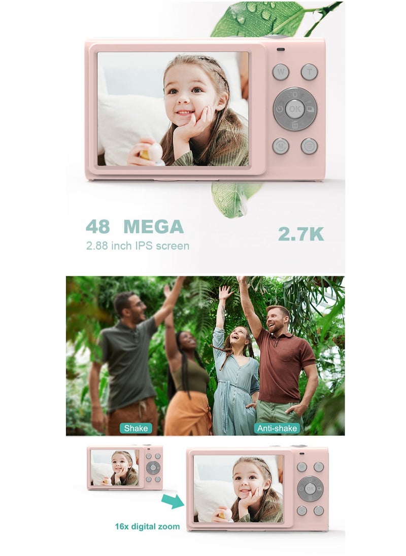 GULFLINK Kids Digital Camera 1080P 48MP Digital Cameras for Photography, Digital Point and Shoot Camera for Kids(Pink)  - Image 2